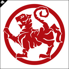 Martial art colored simbol design. Karate emblem.