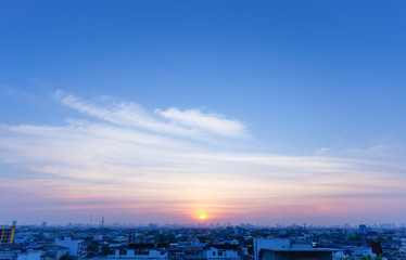 The twilight skyline of Bangkok, Thailand