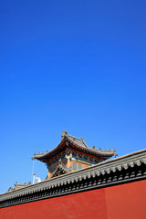 Gray roof and red walls in the Five Pagoda Temple, China