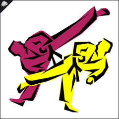 Martial art colored simbol design. Karate emblem.