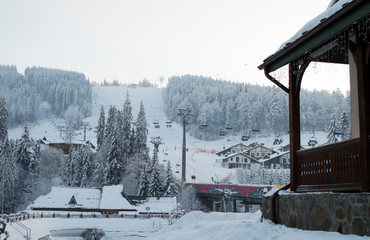 Naklejka premium mountain lift resort Bukovel