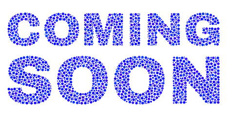 Vector dot Coming Soon text isolated on a white background. Coming Soon mosaic title of circle dots in various sizes.
