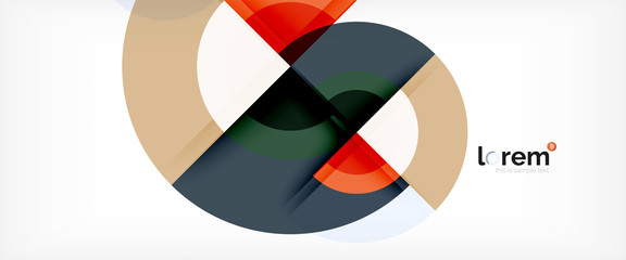 Fototapeta premium Modern geometric circles abstract background, colorful round shapes with shadow effects