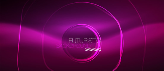 Neon glowing wave, magic energy and light motion background. Vector wallpaper template