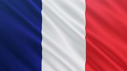 France flag is waving 3D animation. Symbol of European, French national on fabric cloth 3D rendering in full perspective.