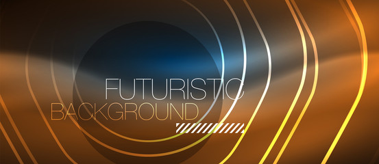 Neon glowing lines, magic energy space blue light concept, abstract background wallpaper design