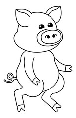 Funny cartoon pig figure. Educational activity for children. Printable coloring page for kids.