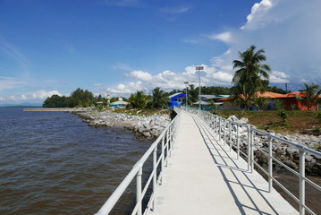 Small village nearby the sea with jetty. Lawas Sarawak Malaysia © MohamadFaizal