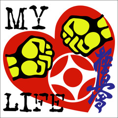 Martial art colored simbol design. Karate emblem.