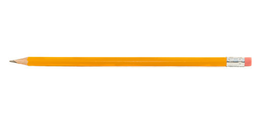 Pencil isolated on pure white background. yellow pencil isolated on white.Pencil with eraser...