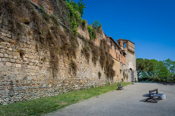 Entrance wall of San Gimignano medieval fortress.