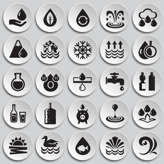 Water icon set on plates background for graphic and web design, Modern simple vector sign. Internet concept. Trendy symbol for website design web button or mobile app
