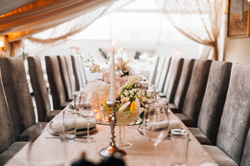 Festive table setting.  Interior decor