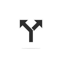 Monochrome icon way direction arrow. Vector illustration.
