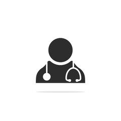 Monochrome icon user doctor. Vector illustration.