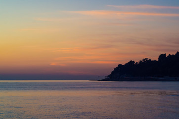 Naklejka na ściany i meble A beautiful sunset at the Black sea. Sochi twilight. 