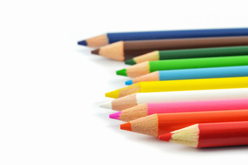 Crayon isolated on white background. / Set of Color pencils , Multicolor wood Crayons.