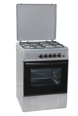 Grey free standing cooker, isolated on a white background
