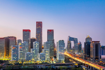 CBD Building Complex in Beijing, China at night