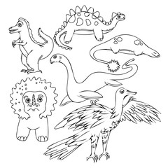 set of cartoon dinosaurs