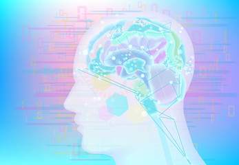 人口知能AIのネットワークとカラフルポップ背景