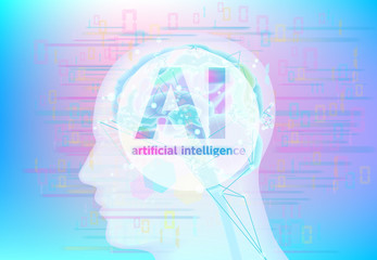 人口知能AIのネットワークとカラフルポップ背景