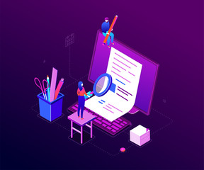 Copywriting concept - modern colorful isometric vector illustration