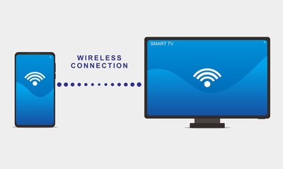 Vector illustration of connection between smartphone and smart tv