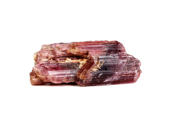 Macro mineral tourmaline stone on white background