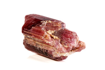 Macro mineral tourmaline stone on white background