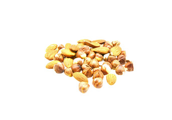 nuts and almonds isolated on white background