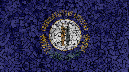 Mosaic Tiles Painting of Kentucky Flag, US State Background