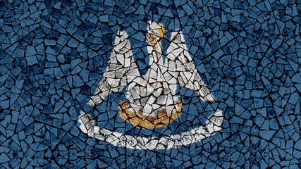 Mosaic Tiles Painting of Louisiana Flag, US State Background