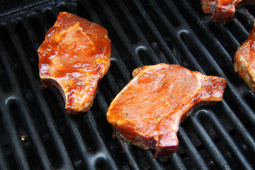 grilled pork chops with herbs and bbq sauce
