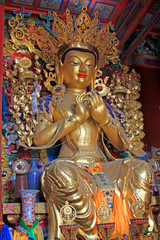 golden buddha statue in the Dazhao Lamasery, Hohhot, Inner Mongolia autonomous region, China