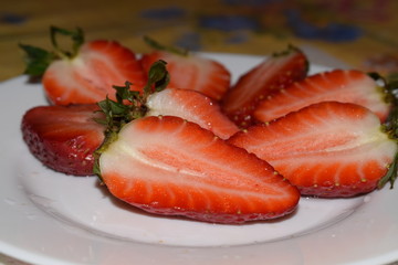Red strawberries on a plate