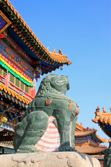 copper lion sculpture in the Dazhao Lamasery, Hohhot city, Inner Mongolia autonomous region, China