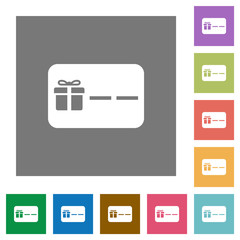 Gift card with placeholder square flat icons