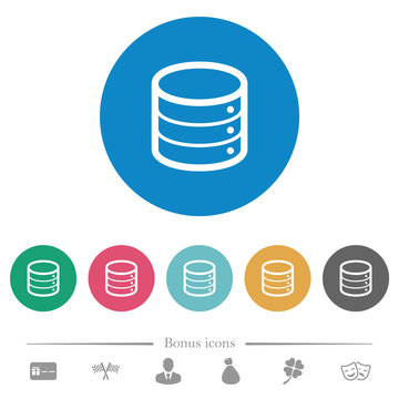 Single database flat round icons