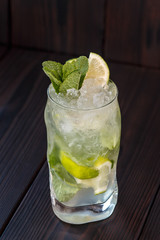 mojito cocktail on a blue background