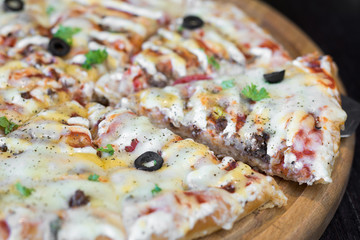 pizza with salami and cheese