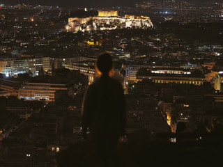 Fototapeta na wymiar View of the night Acropolis,Athens;Greece.
