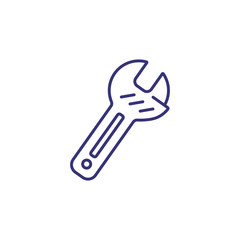 Adjustable wrench line icon. Tool, spanner, plumber. Construction concept. Can be used for topics like plumbing, mechanic instrument, blue collar