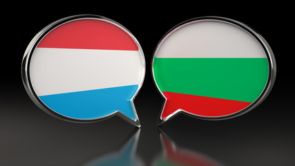 Obraz premium Luxembourg and Bulgaria flags with Speech Bubbles. 3D illustration