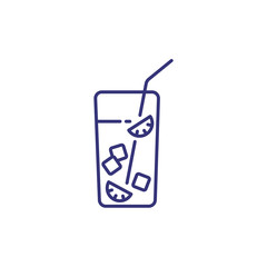 Cuba Libre line icon. Rum, cola, lime, ice, straw. Cocktail concept. Can be used for topics like alcoholic drinks, bar, party