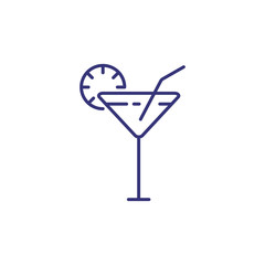 Daiquiri line icon. Lime, straw, glass. Cocktail concept. Can be used for topics like bar, tropical party, celebration