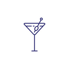 Dry martini line icon. Glass, vermouth, olive. Cocktail concept. Can be used for topics like bar, party, celebration, holiday
