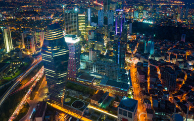 Night view business and financial district of Istanbul, Turkey