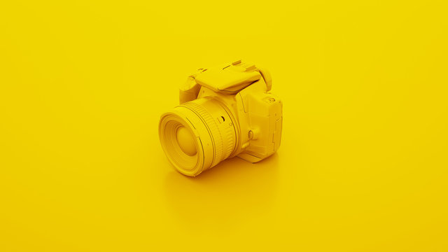 Yellow DSLR Camera. 3D illustration