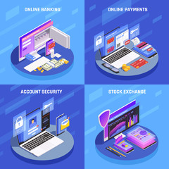 Online Banking Isometric Concept 